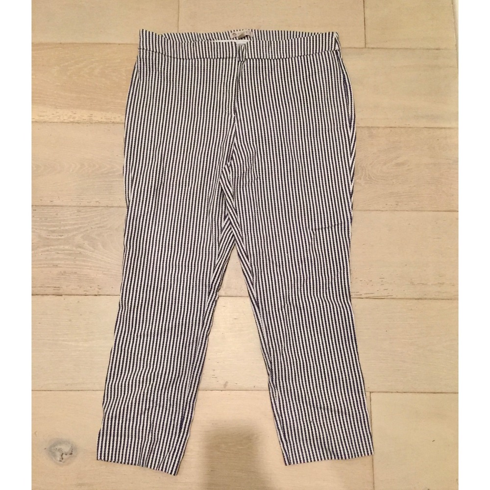 Eliane Rose Womens Navy Blue White Striped Ankle Pants Slim Leg Trousers Size 14